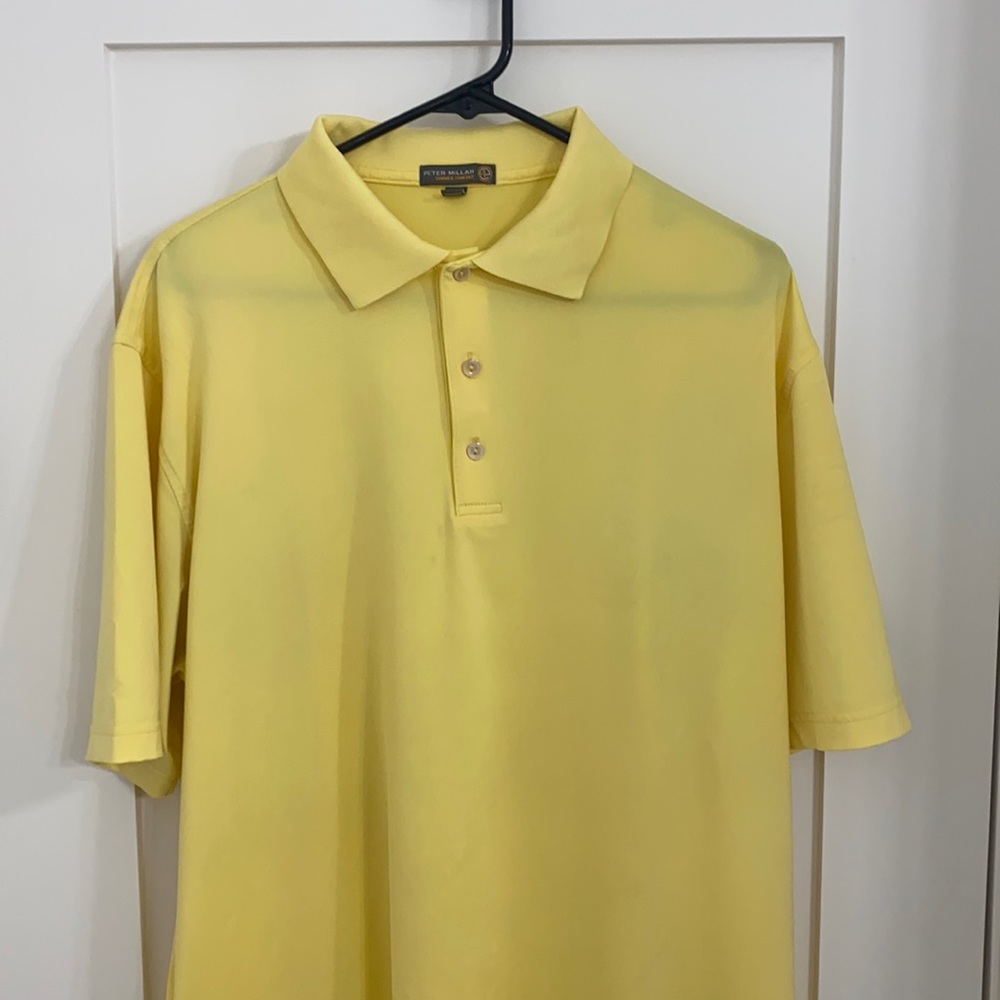Yellow Peter Millar golf shirt